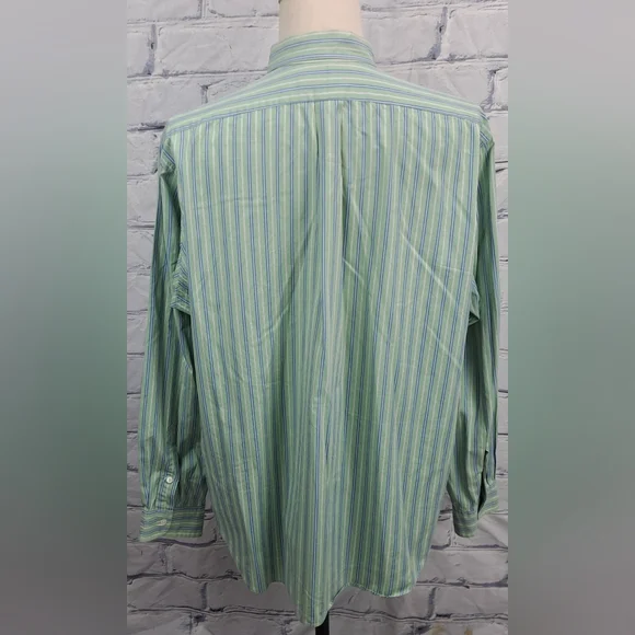 Ralph Lauren Men's Classic Fit Button Down Shirt Green Striped Smooth XXL 2XL - Picture 4 of 14